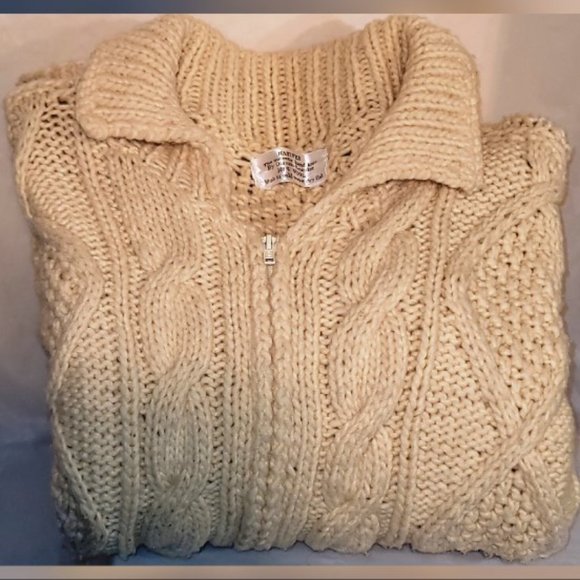 Natives Authentic Hand-Knit Zip Front Cardigan Sweater Otavalo-Ecuador 100% Wool - Picture 2 of 6